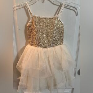 Gold and White Sequin Kids Dress